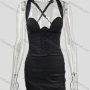 Wholesale Women's Sexy Plain Crisscros Back Lace Up Bodycon Nightclub Short Cami Dress preview
