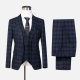 Men's Formal Lapel Plaid One Button Blazer & Waistcoat & Pants 3-piece Suit Set Blue&Black Clothing Wholesale Market -LIUHUA