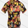 Wholesale Women's Vintage Short Sleeve Colorblock Floral Pattern Collared Button Down Shirt 23053# preview