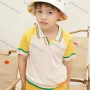 Wholesale Kids Cute Collared Colorblock Short Sleeve Knit Top MB22BTX638# preview