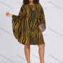 Wholesale Women's Casual Hollow Out Bat Sleeve Striped Loose Fit Dress 719# preview