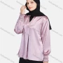 Wholesale Women's Casual Collared Bishop Sleeve Plain Shirt 1397-Purple# preview
