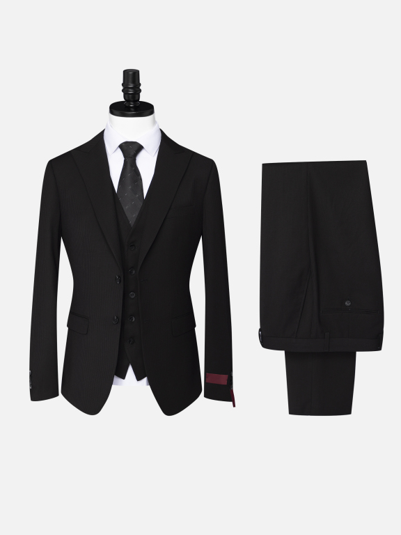 Men's Formal Business Lapel Striped Two Button Blazer Jacket & Single Breasted Waistcoat & Pants 3 Piece Suit Set, Clothing Wholesale Market -LIUHUA, Men, Men-s-Suits-Blazers, Men-s-Suit-Sets