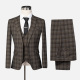 Men's Formal Lapel One Button  Plaid Blazer & Waistcoat & Pants 3-piece Suit Set Brown Clothing Wholesale Market -LIUHUA