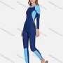 Wholesale Women's Zip Front Long Sleeve Round Neck Splicing Colorblock One Piece Swimsuit 507# preview