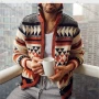 Wholesale Men's Fashion Geometric Long Sleeve Jacquard Lapel Collar Full Zip Thermal Knit Jackets preview