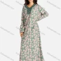 Wholesale Women's Henley Collar Allover Leaf Print Long Sleeve Lounge Maxi Nightshirt preview