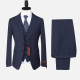 Men's Formal Business Lapel Striped Two Button Blazer Jacket & Single Breasted Waistcoat & Pants 3 Piece Suit Set Dark Blue Clothing Wholesale Market -LIUHUA