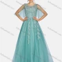 Wholesale Women's Elegant Embroidered Pearl Decor Criss Cross Floor Length Evening Dress 9479# preview