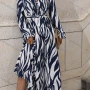 Wholesale Women's Zebra Print Wrap V Neck Long Sleeve Maxi Dress With Belt ZX-53# preview