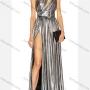 Wholesale Women's Glamorous One Shoulder Hollow Out Ruffle Wrap Hem Dress With Belt preview