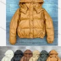 Wholesale Women's Casual Plain Button Down Hooded Thermal Crop Puffer Coat 8871# preview