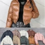 Wholesale Women's Casual Stand Collar Plain Zipper Thermal Crop Puffer Coat 865# preview