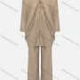 Wholesale Women's Fashion V Neck Short Sleeve Scarf Hem Tiered Ribbed Top 2-Piece Set 7688# preview