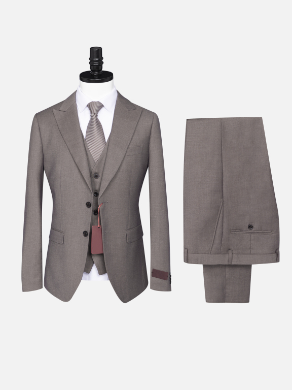 Men's Formal Business Lapel Plain Two Button Blazer Jacket & Single Breasted Waistcoat & Pants 3 Piece Suit Set, Clothing Wholesale Market -LIUHUA, Men, Men-s-Suits-Blazers, Men-s-Suit-Sets