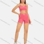 Wholesale Women's Athletic Plain Labelled Ribbed Spaghetti Strap Bralette & High Waist Biker Short 2 Piece Sports Yoga Set SP172# preview