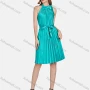 Wholesale Women's Glamorous Halter Sleeveless Plain Tie Front Pleated High Waist Dress 2331# preview