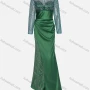 Wholesale Women's Elegant Mesh Stitching Rhinestone Appliques High Waist Long Sleeve Ruffle Hem Floor Length Evening Dress preview
