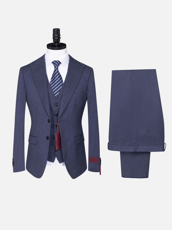 Men's Formal Business Lapel Striped Two Button Blazer Jacket & Single Breasted Waistcoat & Pants 3 Piece Suit Set, Clothing Wholesale Market -LIUHUA, All Categories
