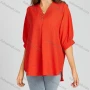 Wholesale Women's Casual Plain Print V Neck Half Sleeve Loose Fit Blouse 207# preview