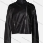 Wholesale Women's Fashion Slim Fit Stand Collar Zipper Crop Leather Biker Jackets 58805# preview
