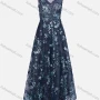Wholesale Women's Elegant Pearl Decors Rhinestone Flower Appliques Mesh Stitching Maxi Evening Dress preview