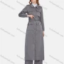 Wholesale Women's Plain Collared Long Sleeve Buttons Down Flap Pockets Long Trench Coat & Pants 2 Piece Uniform Set W2046# preview