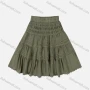 Wholesale Girls' Casual  Plain Elastic Waist Ruched Embroidered Ruffle Hem Lace Trim Maxi Skirt preview