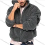 Wholesale Men's Casual Plain Hooded Long Sleeve Berber Fleece Thermal Jacket preview