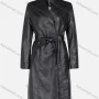 Wholesale Women's Fashion Slim Fit Lapel Lace Up Leather Double Breasted Trench Coat 22806# preview