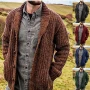 Wholesale Men's Casual Plain Lapel Collar Ribbed Chunky Knit Long Sleeve Button Down Cardigan preview