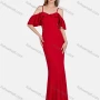 Wholesale Women's Elegant High Waist Cold Shoulder Ruffle Sleeve Evening Dress 3024# preview