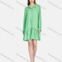 Wholesale Women's Casual Collared Long Sleeve Button Down Ruffle Hem Shirt Dress BLY1129# preview