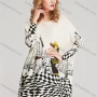 Wholesale Women's Casual Crew Neck Long Sleeve Checkerboard Print Loose Fit Shirt preview