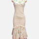 Women's Elegant Floral Pearl Appliques Decor Marmaid Maxi Dress With Scarf Pink Clothing Wholesale Market -LIUHUA