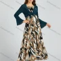 Wholesale Women's Casual Allover Print Ruffle Hem Button Front Maxi Dress & Cardigan 2 Piece Set M0285# preview