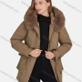 Wholesale Women's Casual Fuzzy Hood Pockets Removable Thermal Lined Parka Coat 2206# preview