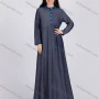 Wholesale Women's Distressed Button Front Collared Curved Hem contrast Long Sleeve Denim Dress preview