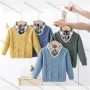 Wholesale Boy's Casual 2-in-1 Long Sleeve Collared Cable Knit Sweater 53149# preview