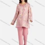 Wholesale Women's Henley Collar Allover Heart- Shaped Print Long Sleeve Lounge Pajama 2 Piece Set preview