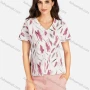 Wholesale Women's Casual Allover Print V Neck Short Sleeve Tee preview