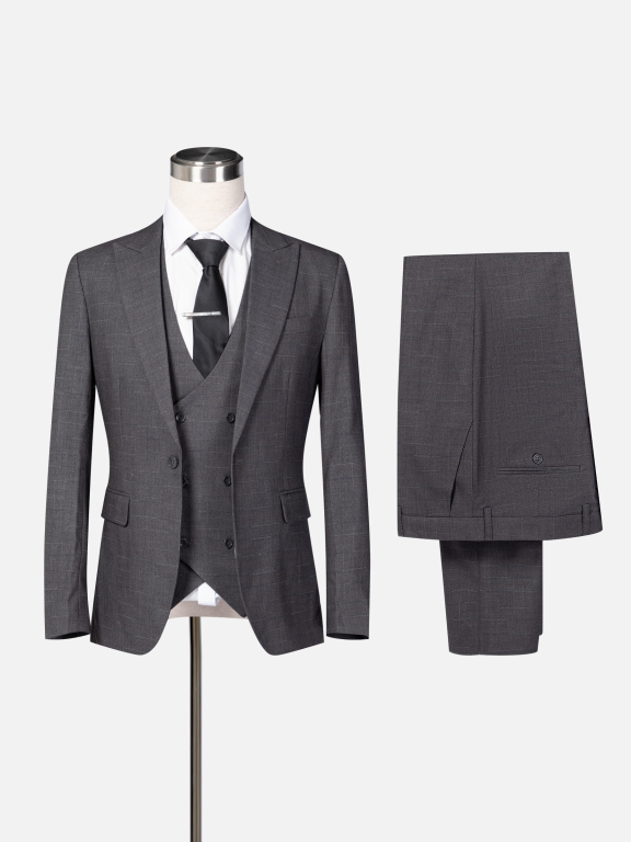 Men's Formal Lapel One Button Plaid Blazer & Waistcoat & Pants 3-piece Suit Set, Clothing Wholesale Market -LIUHUA, All Categories