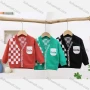 Wholesale Kid's Casual Long Sleeve Checkerboard Buttons Down Cardigan Sweater 8152# preview