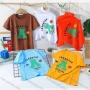 Wholesale Boy's Casual Letter Print 100% Cotton Round Neck Short Sleeve Tee preview