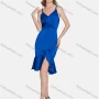 Wholesale Women's Glamorous Spaghetti Strap Satin High Waist Ruffle Hem Cami Dress 2296# preview