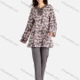 Wholesale Women's Embroidery Collared Allover Leaf Print Long Sleeve Lounge Pajama 2 Piece Set preview