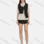 Wholesale Women's Plain One Button Asymmetrical Waistcoat & Shorts 2 Piece Set preview