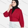Wholesale Women's Casual Plain V Neck Shirred Button Decor Long Sleeve Blouse 1396-Maroon# preview