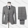 Wholesale Men's Formal Lapel Single Breasted Plaid Blazer & Waistcoat & Pants 3-piece Suit Set preview