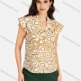 Wholesale Women's Casual Allover Print Notched Neck Cap Sleeve Blouse preview